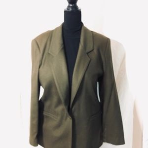 Alfred Dunner Hunter Green Wool Blazer Made USA Size 12